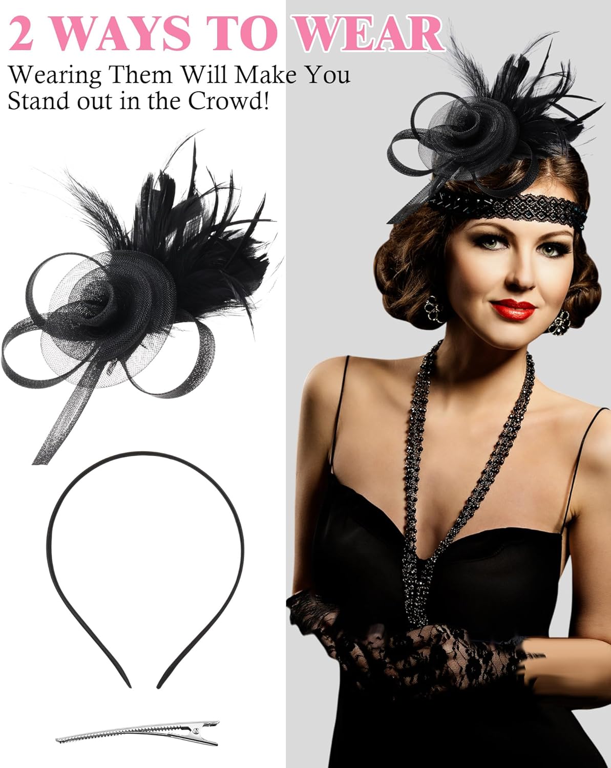 6 Pcs Fascinators for Women Tea Party Hats for Cocktail Wedding Tea Party Accessories - Image 3