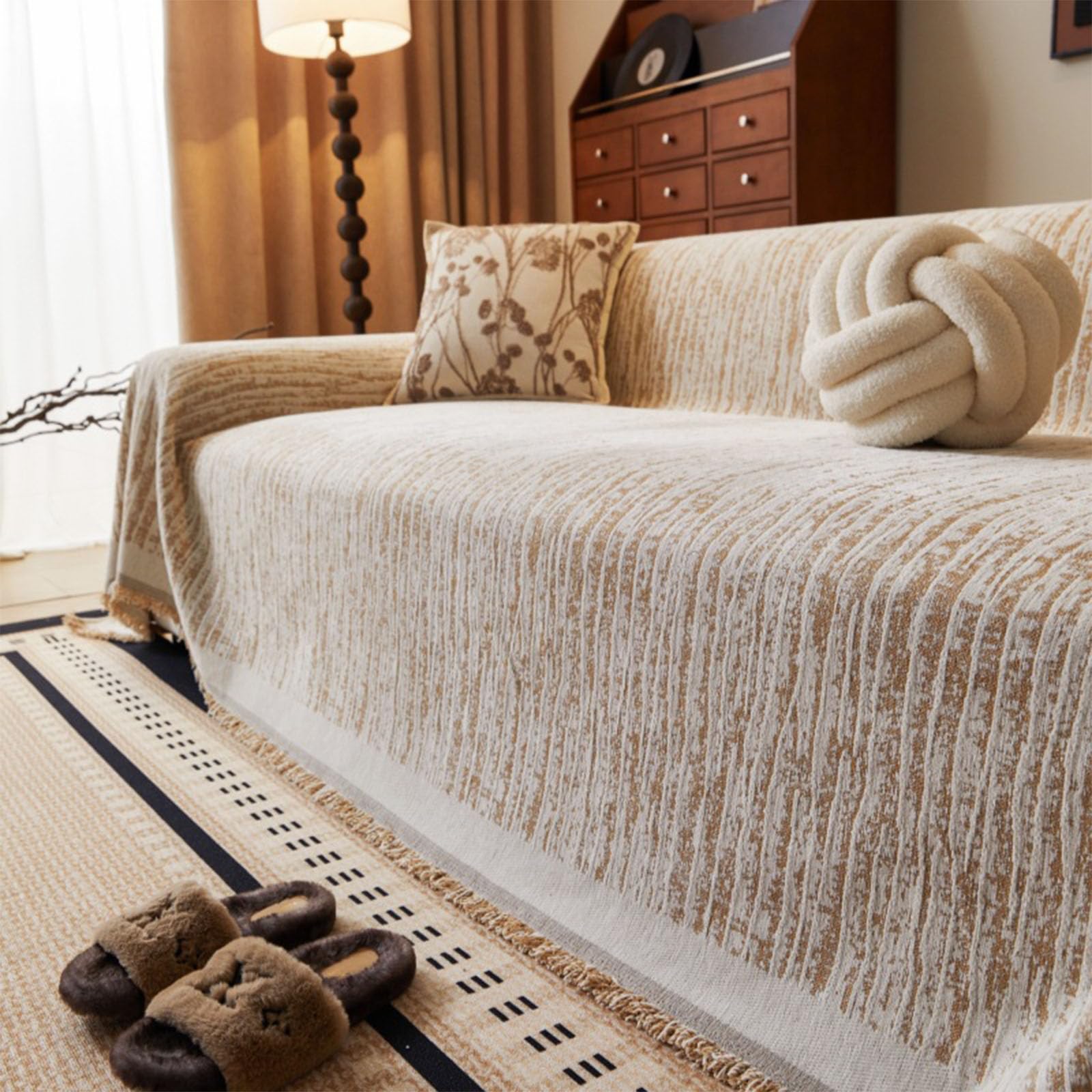 Housse de canapé sectionnel unie en tissu lavable pour un salon chaleureux et propre