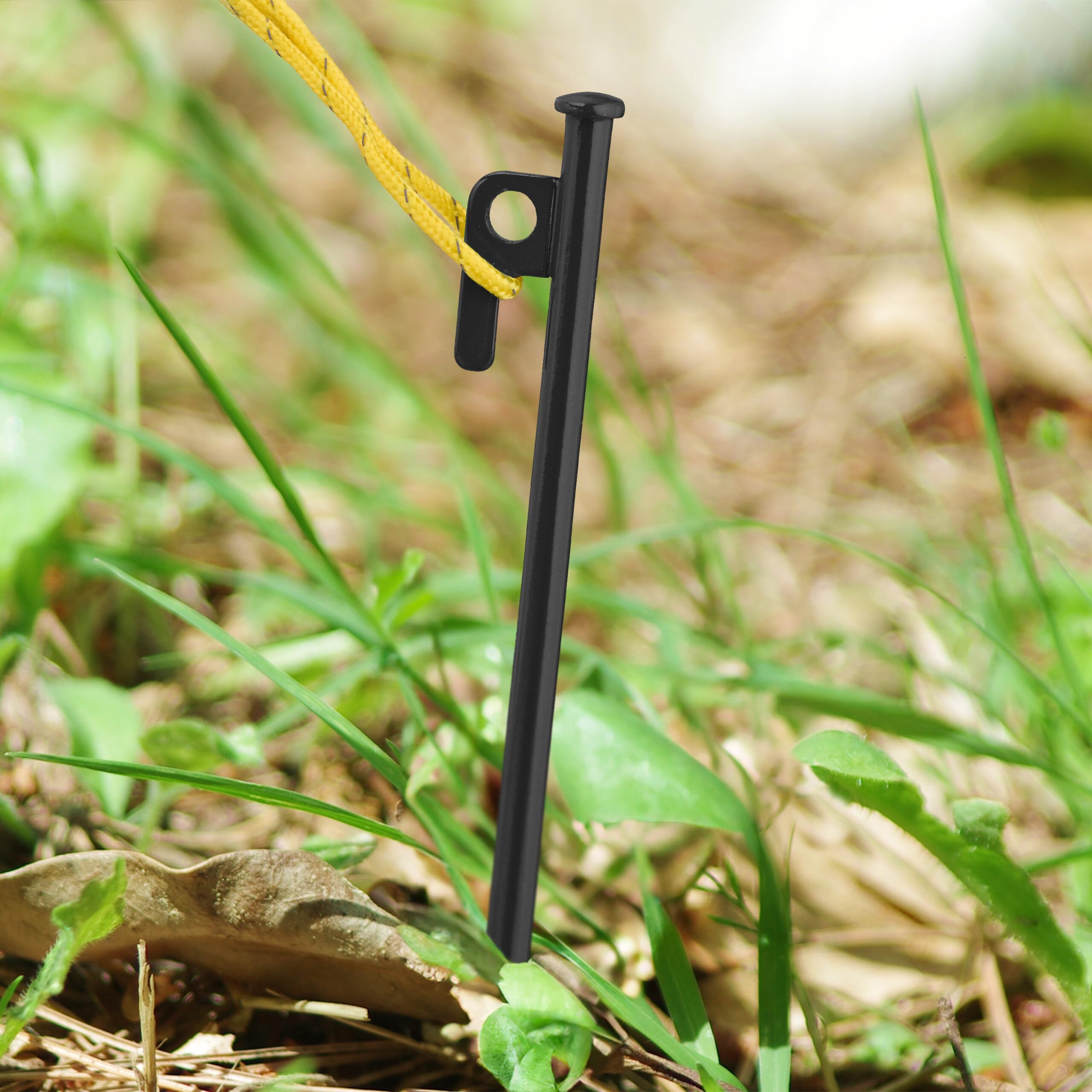 Relaxdays Zestaw 12 śledzi do ziemi do twardych podłóg, 20 cm, stal, stabilne kotwy do podłoża na kemping, czarne