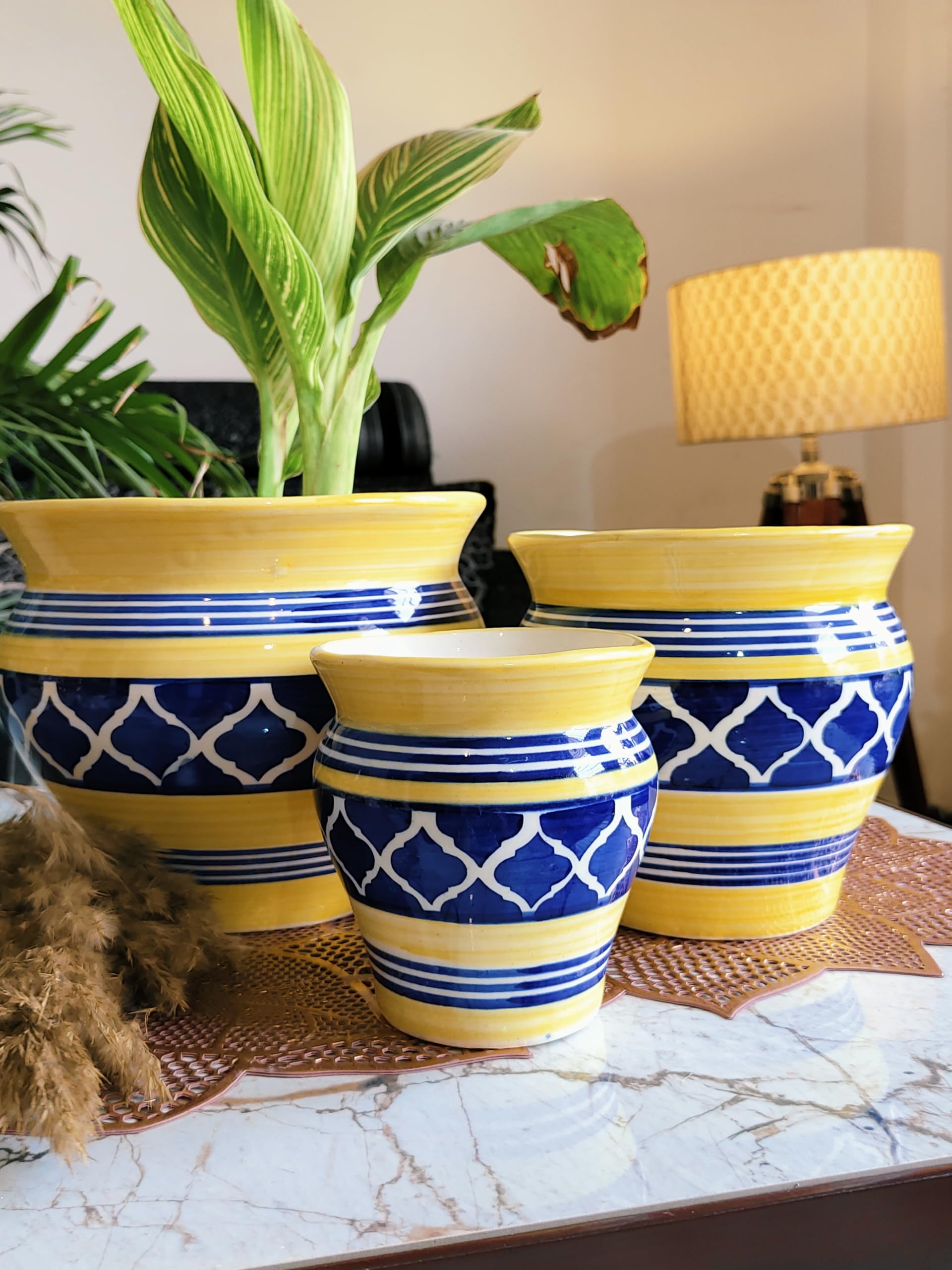 See full amazon price history chart for Niyara Stylish Ceramic Pots Planters for Indoor Plants,Succulent,Outdoor,Balcony,Home,Garden,Office (Set of 3) Size -Large 9 inches 7 inches & 5 inches (Moroccan Blue Yellow) Niyara Stylish Ceramic Pots Planters for Indoor Plants,Succulent,Outdoor,Balcony,Home,Garden,Office (Set of 3) Size -Large 9 inches 7 inches & 5 inches (Moroccan Blue Yellow) (B09RK96WRW) Amazon Price History, Amazon Price Tracker