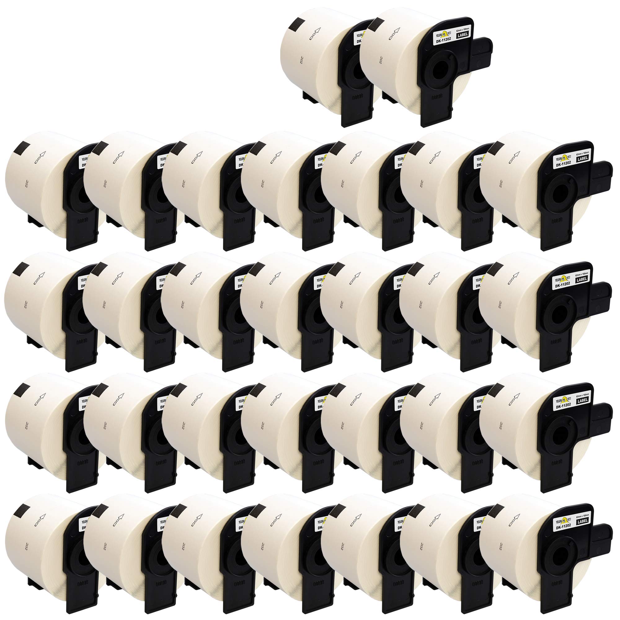 Yellow Yeti 30x DK-11202 62 x 100mm Versand-Etiketten kompatibel für Brother P-Touch QL-500 QL-570 QL-700 QL-710W QL-720NW QL-800 QL-810W QL-820NWB QL-1050 QL-1060 QL-1100 QL-1110NWB | 300 Stück/Rolle