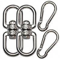 Vista 6 de 2 piezas de anillo giratorio M8 de doble extremo con 2 piezas de enlace rápido, conector de anillo giratorio de ojo a ojo para columpio, silla