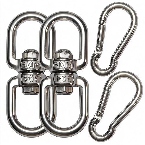 Miniatura 6 de 2 piezas de anillo giratorio M8 de doble extremo con 2 piezas de enlace rápido, conector de anillo giratorio de ojo a ojo para columpio, silla