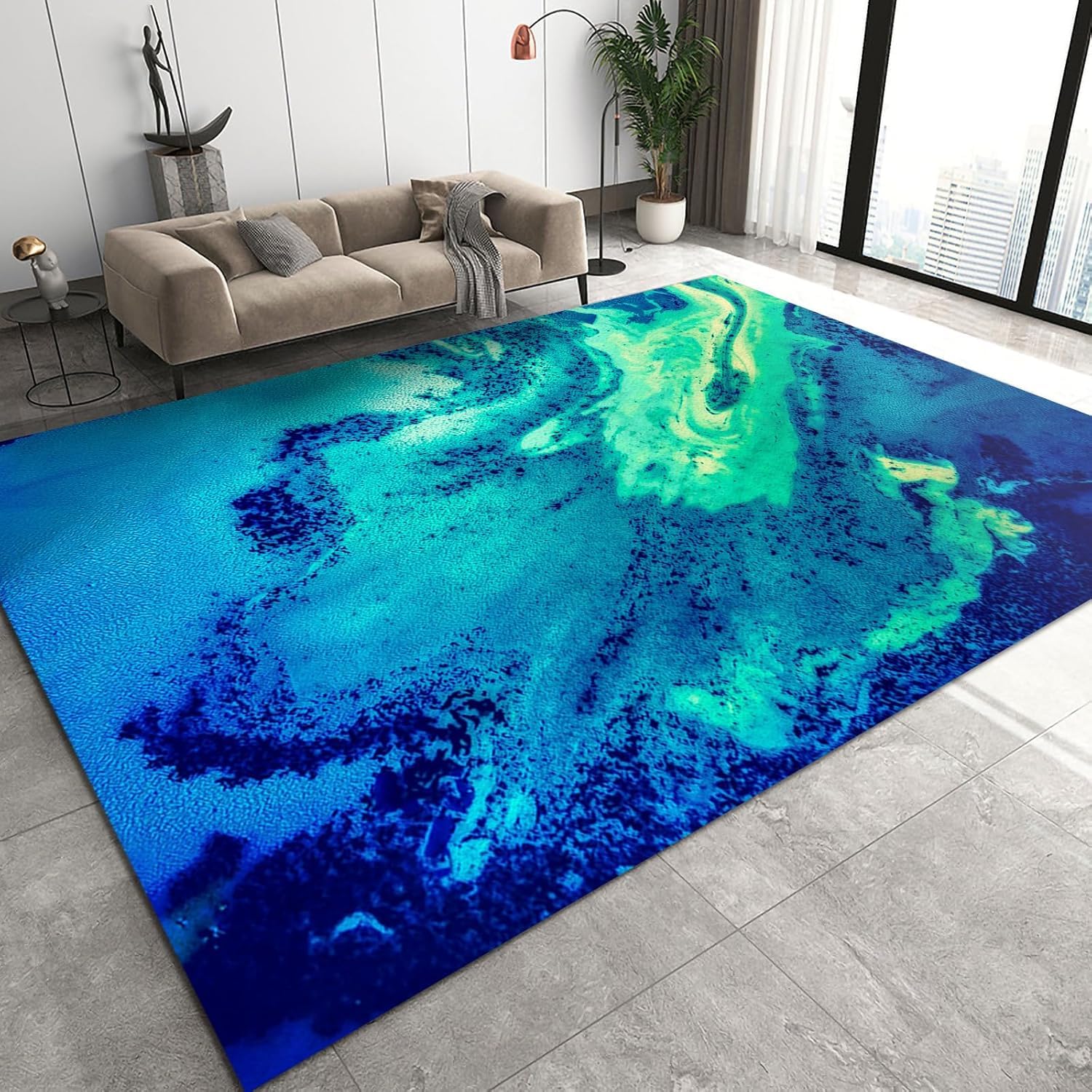 Tapis de zone 120x160 cm avec impression 3D et textures abstraites pour décoration moderne