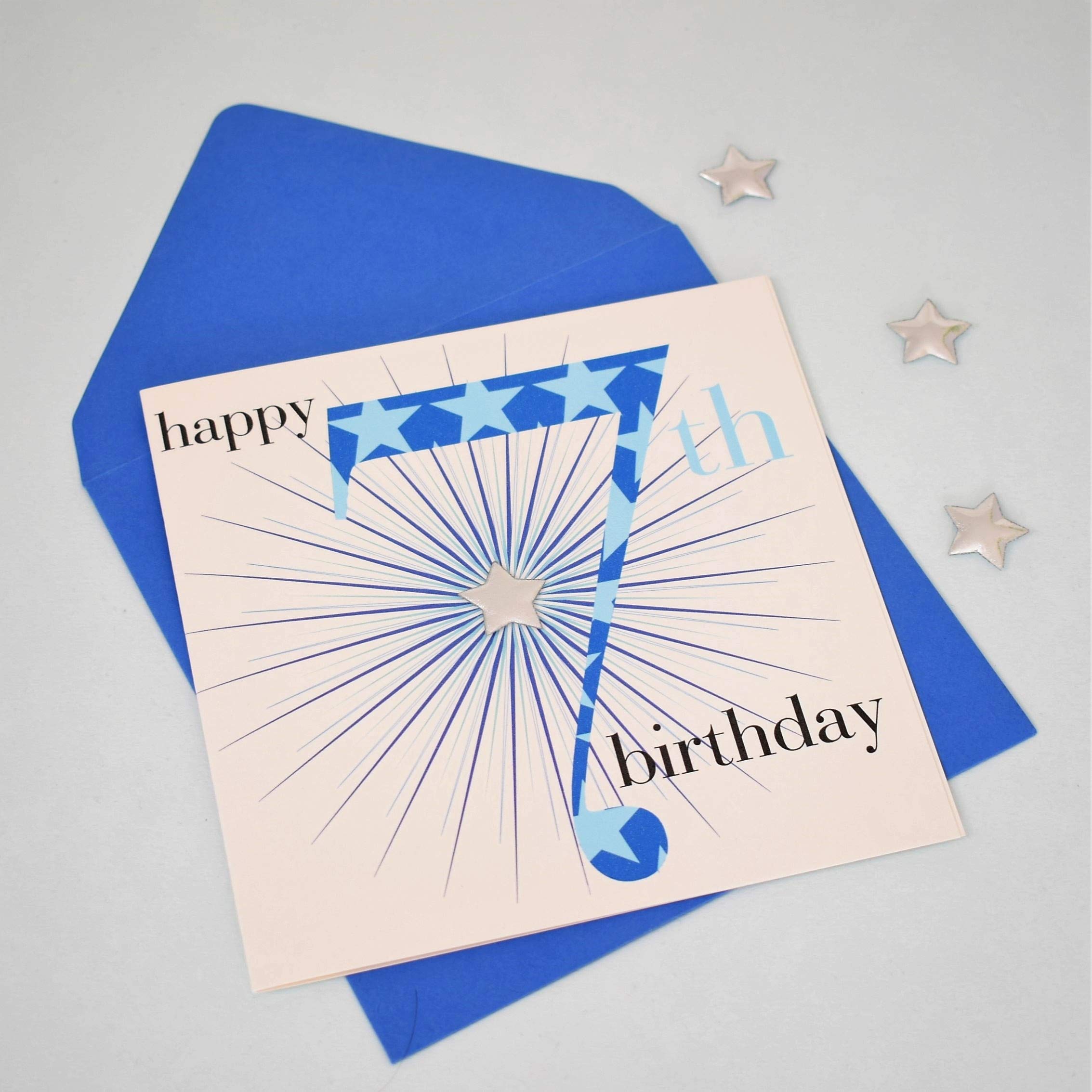 Claire Giles 'Ages' Birthday Card For 7 Year Old Girl - AGE07G, Pink Butterfly Embellishment, 150x150mm, UK Made