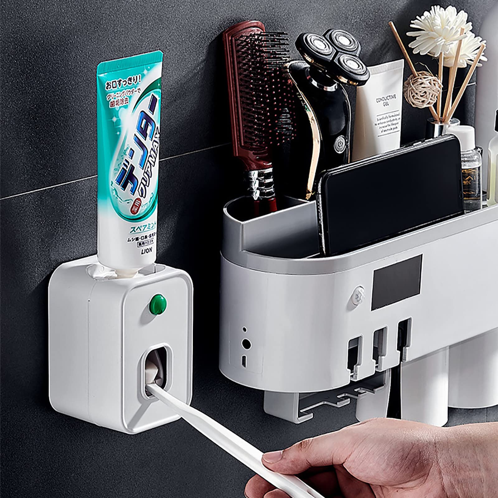 Porta Spazzolino Elettrico, Porta Spazzolino Parete, Porta Testine Spazzolino Elettrico, Sterilizzatore UV per 3 Fessure per Spazzolini Multifunzione Ricaricabile Solare Bianco