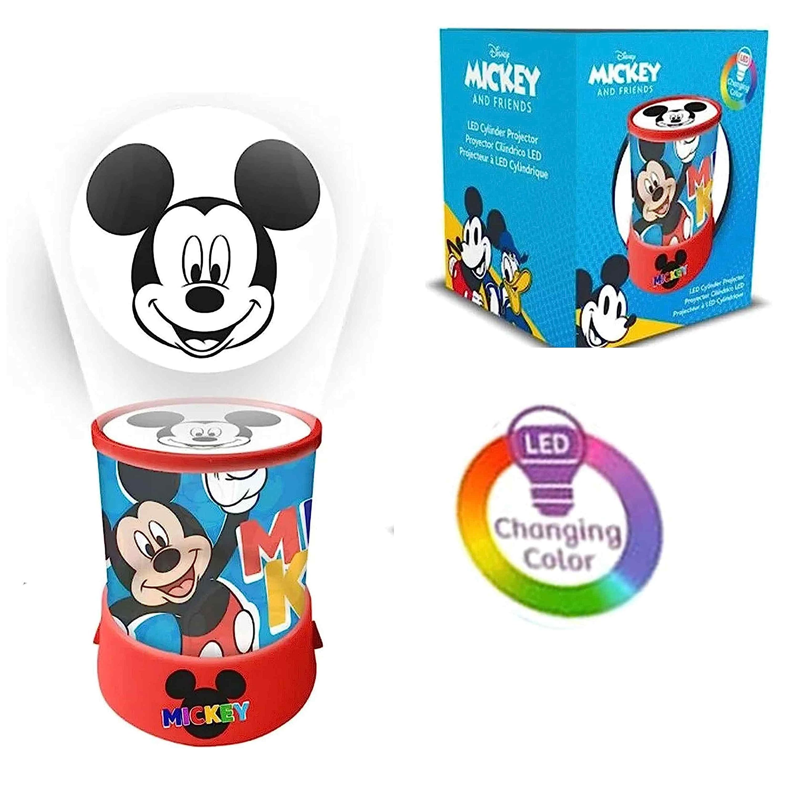Mickey Mouse LED Projector Night Light for Kids – Battery Operated Rotating Lamp for Girls Boys Bedroom, Nursery Table Light, Portable Disney Gift for Children Age 3+