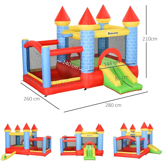 Foto 6 de 8 de Outsunny Castillo Hinchable para Niños Tobogán 280x260x210 cm Multicolor