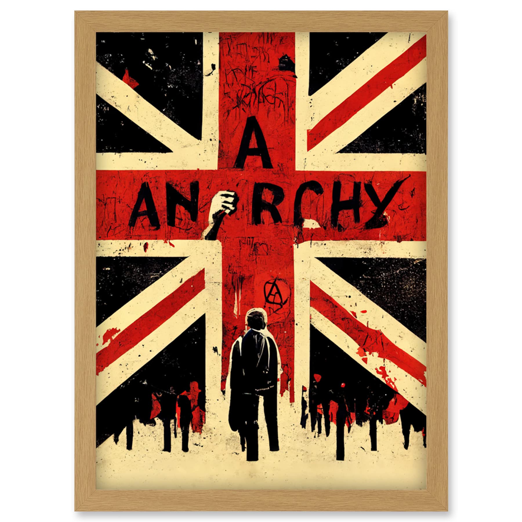 Doppelganger33 LTD Anarchy Union Jack Stencil Rebel Graffiti Punk UK Artwork Framed Wall Art Print A4