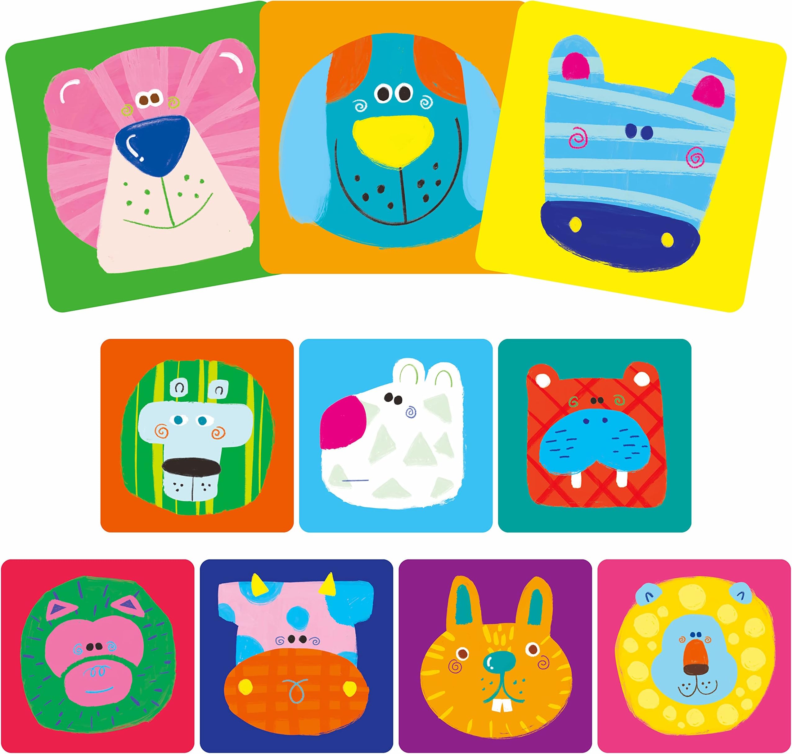 60 PCS Animal Face Cutouts, 10 Colorful Animal Cut-outs Versatile Retro Bulletin Board Classroom Decoration Animal Themed Party Supplies for Kids Teacher Student, 6โ x 6โ
