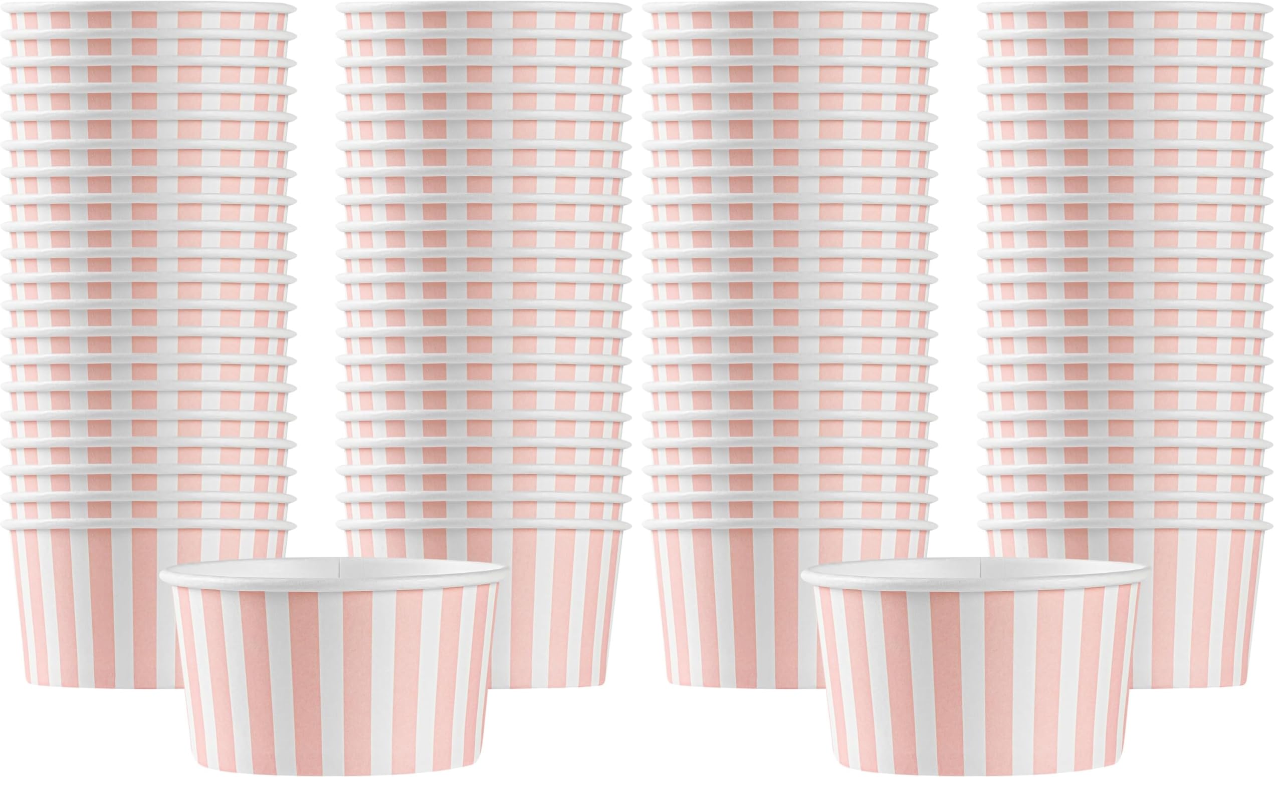Restaurantware Coppetta 8-Ounce Dessert Cups, 50 Disposable Ice Cream Cups - Lids Sold Separately, Sturdy, Pink And White Paper FroYo Bowls, For Hot And Cold Foods, Perfect For Gelato Or Mousse