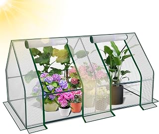 ISOISL Invernadero pequeño con lona de polietileno resistente a los rayos UV, ahorra espacio, de acero, para jardín, balcón, 180 x 90 x 90 cm, color blanco