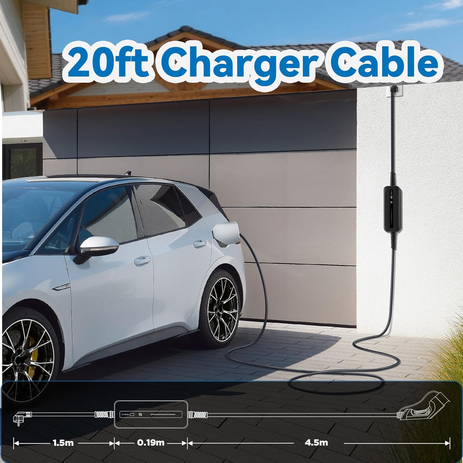 BESENERGY 15A Level 1 ev Charger, 20ft, NEMA5-15, 110V-120V, IP65 Portable Charge Station, Compatible with All j1772 EV Cars (Black)