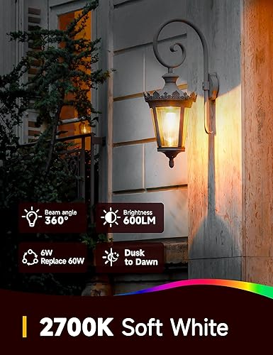 Miniatura 3 de Bombillas de luz del atardecer al amanecer, bombillas para exteriores, ST64 6W equivalente a 60 W, 2700 K blanco suave, iluminación LED de 600
