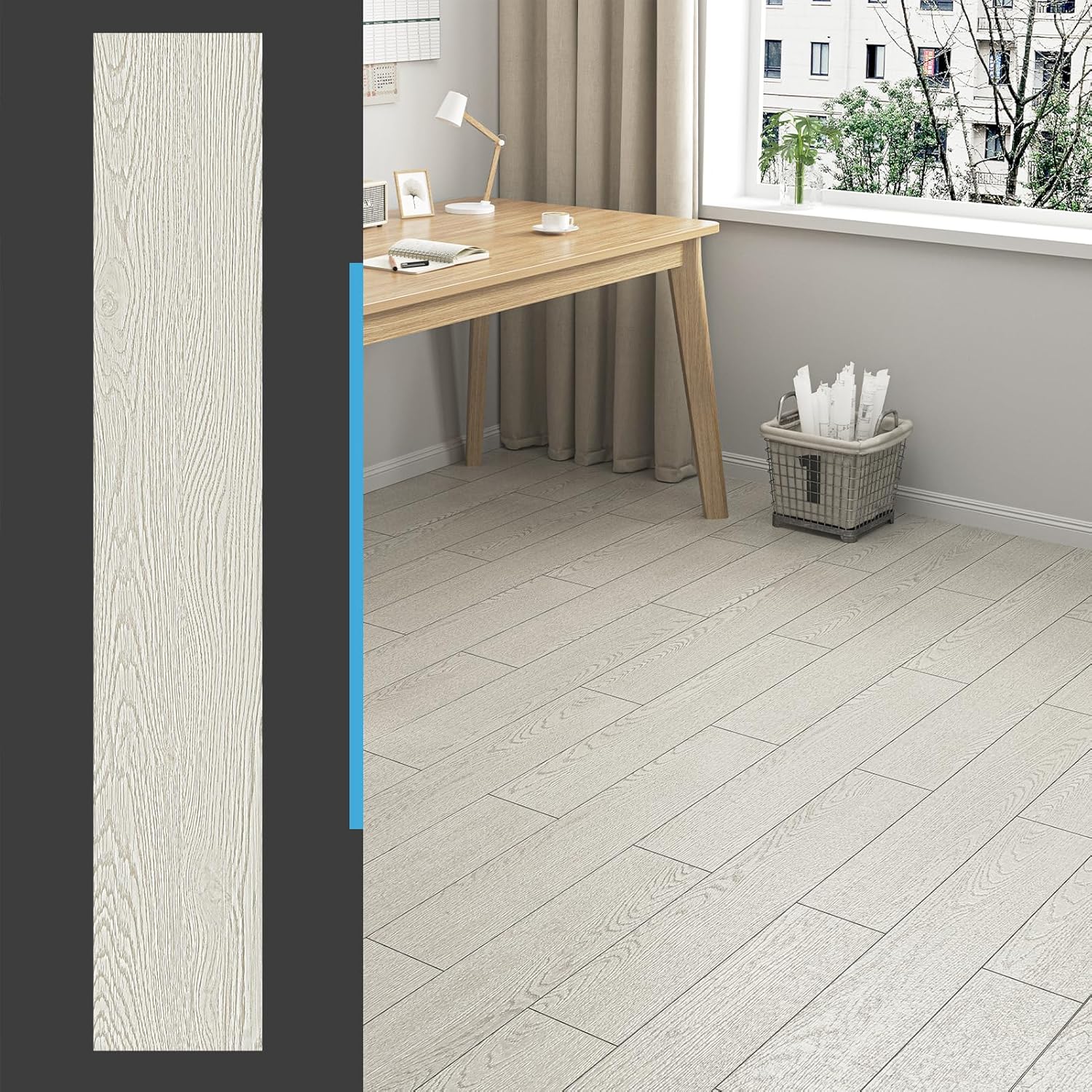 Art3d 36-Pack Peel and Stick Vinyl Plank Flooring Tile, 54 Sq. Ft Self-Adhesive Floor Tiles with Natural Wood Texture for Living Room Bedroom RV, White Oak
