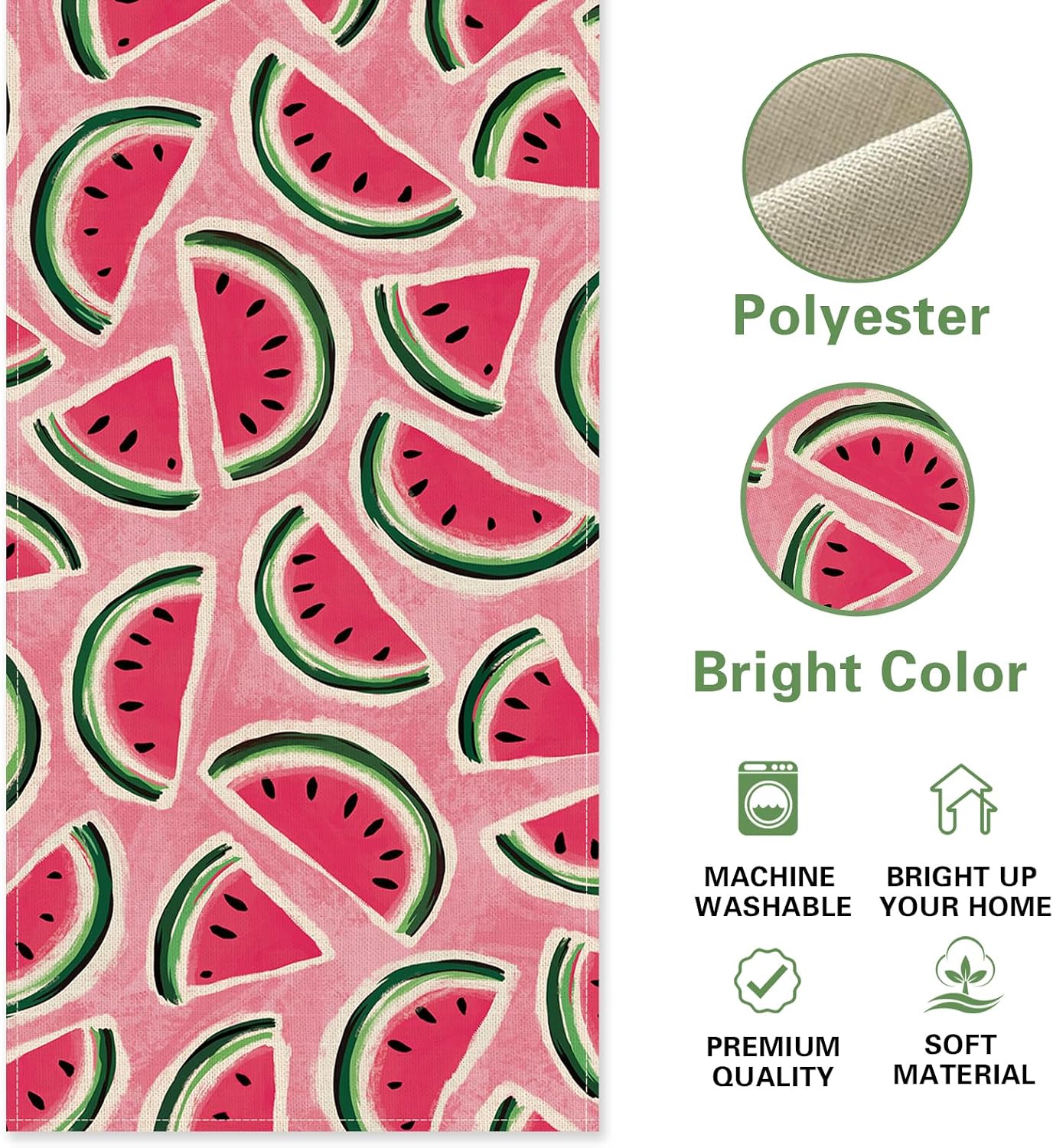 Summer Watermelon Table Runner, Pink Melons Fruit Kitchen Dining Table Decoration, Seasonal Indoor Outdoor Home Decor Party Supply 13 x 72 Inch