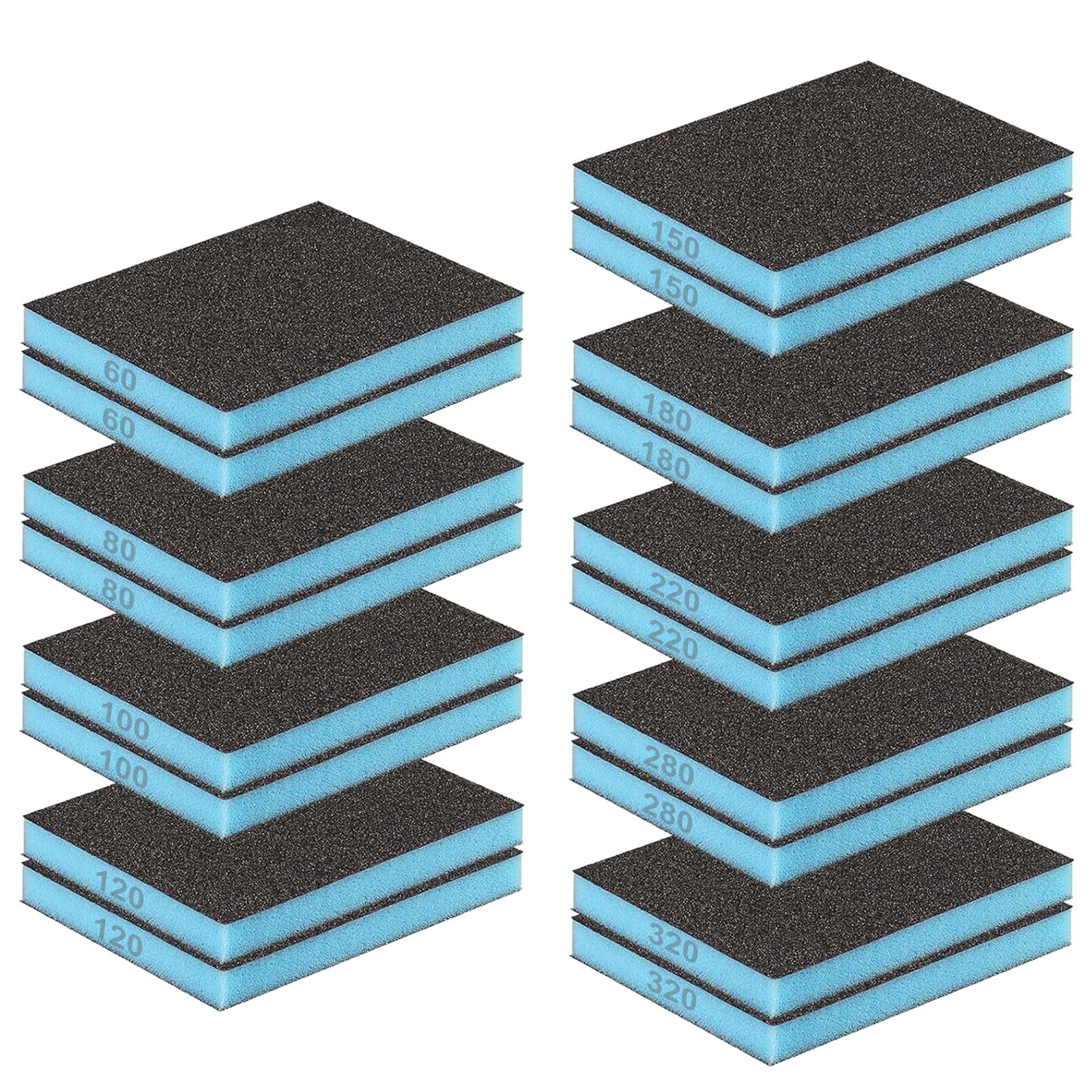 FunnAura 18 Pcs Sanding Sponge Blocks Set, 60/80/100/120/150/180/220/280/320 Flexible Sanding Sponges, Wet Dry Use