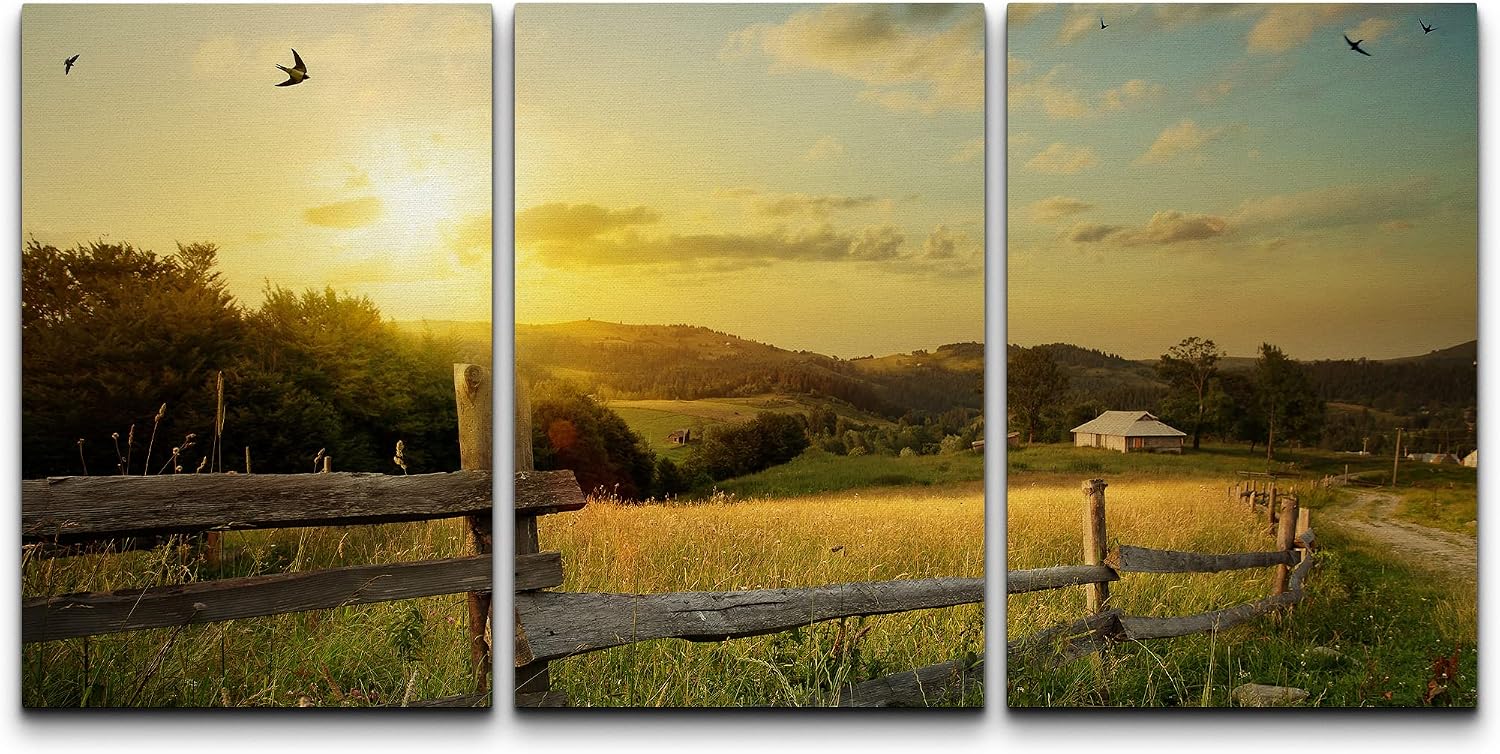 Amazon.com: wall26 - 3 Piece Canvas Wall Art - Art Rural Landscape ...