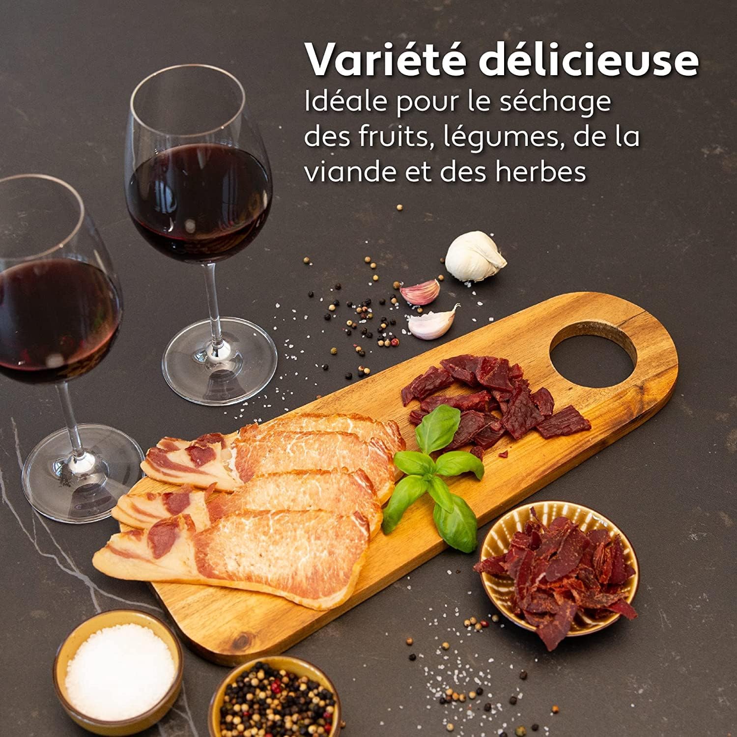 VITA5 Déshydrateur Alimentaire 6 Plateaux Inox 650 W Minuterie 24 H | Préparez des Chips de Pommes Fruits Séchés et Herbes Aromatiques avec une Température Précise et un Séchage Uniforme — vue 5