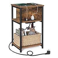 VASAGLE Tavolini con Multipresa, Comodini con 2 Prese AC e 2 Porte USB