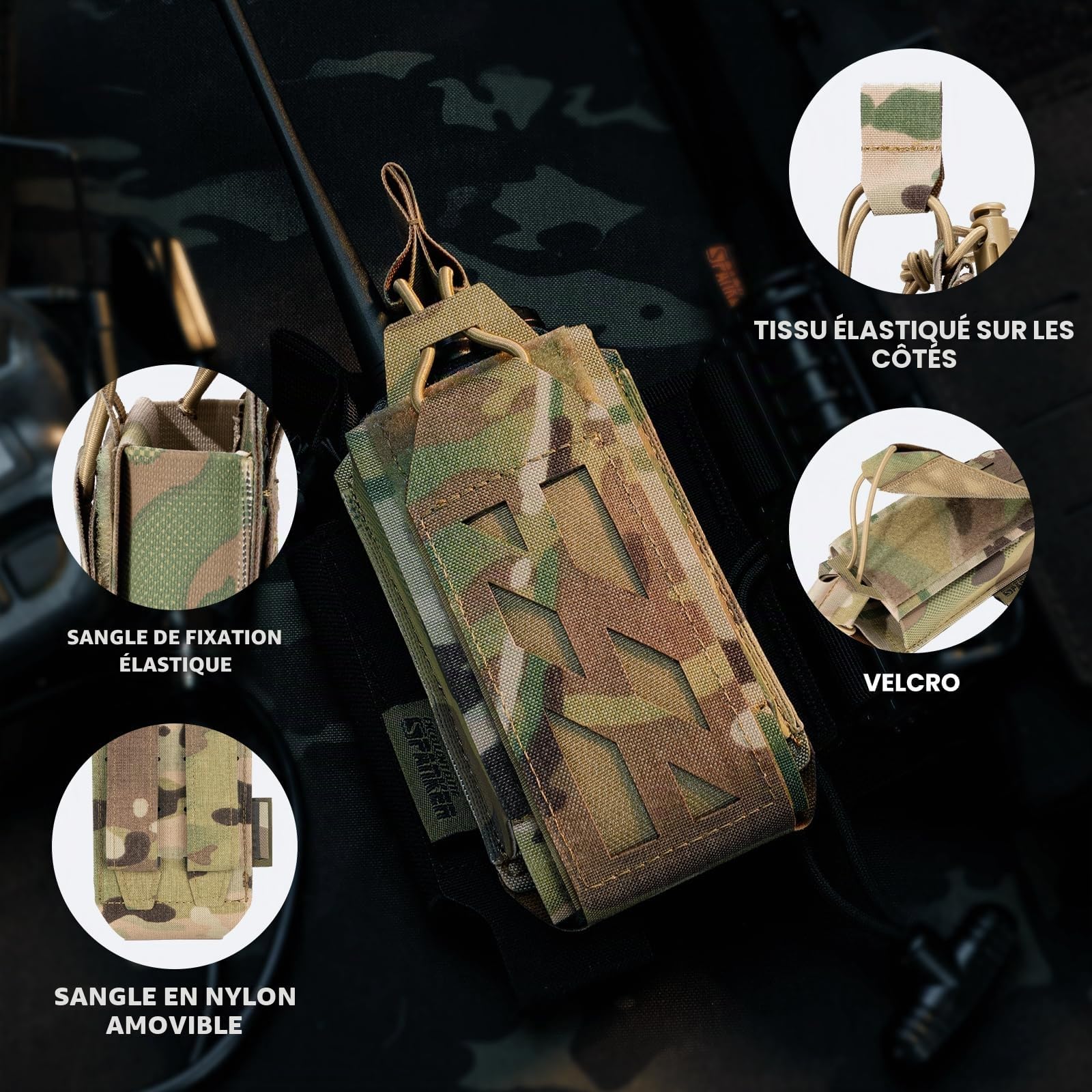 EXCELLENT ELITE SPANKER Molle Porte Radio Tactique Poche Radio Militaire pour IA Sécurité et Le Sauvetage