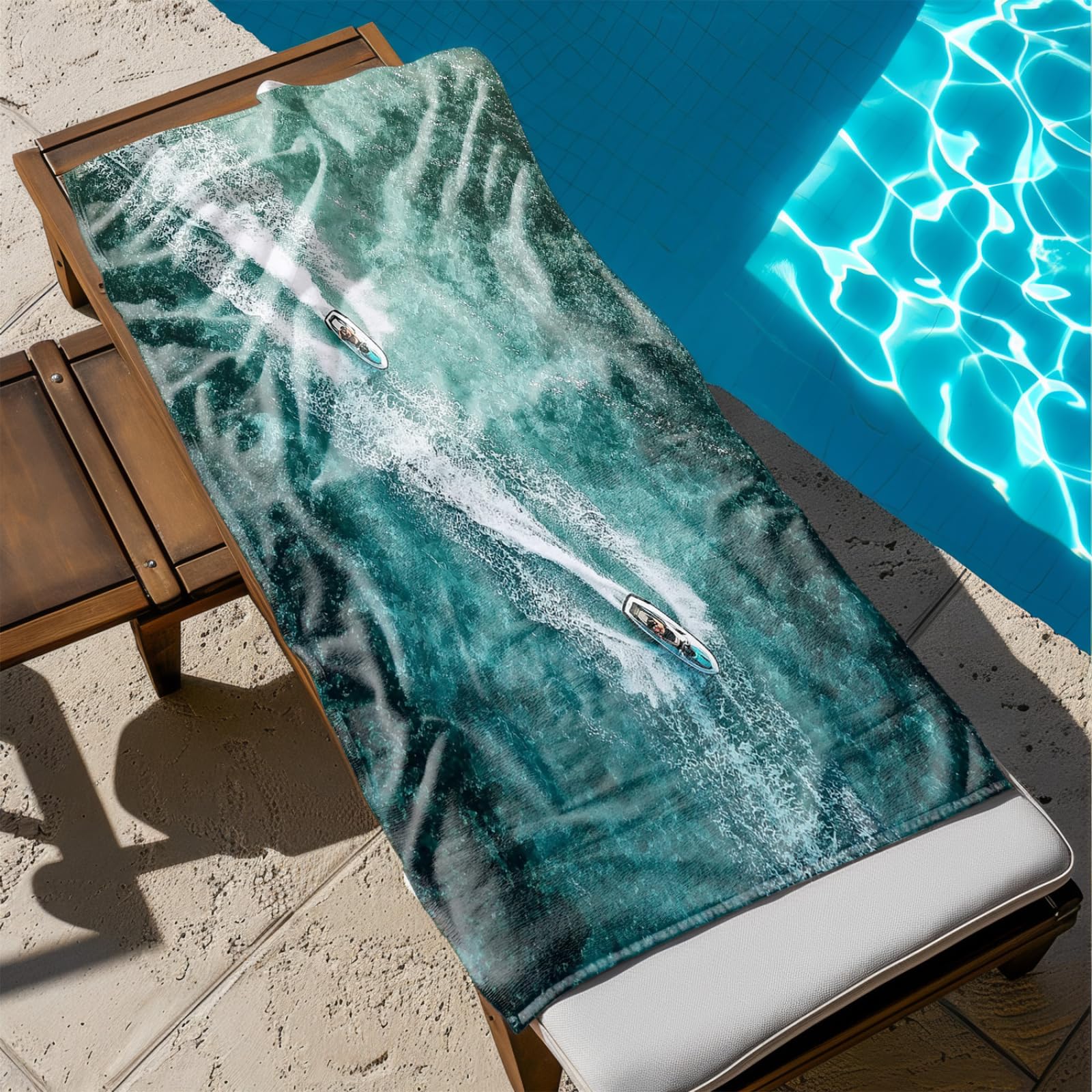 Genérico Toalla Playa 90X180 Mar Verde Profundo Grande Toallas de Playa Microfibra Ligera Secado Rápido Sin Arena para Mujer Hombre Viajes Vacaciones Natación Camping