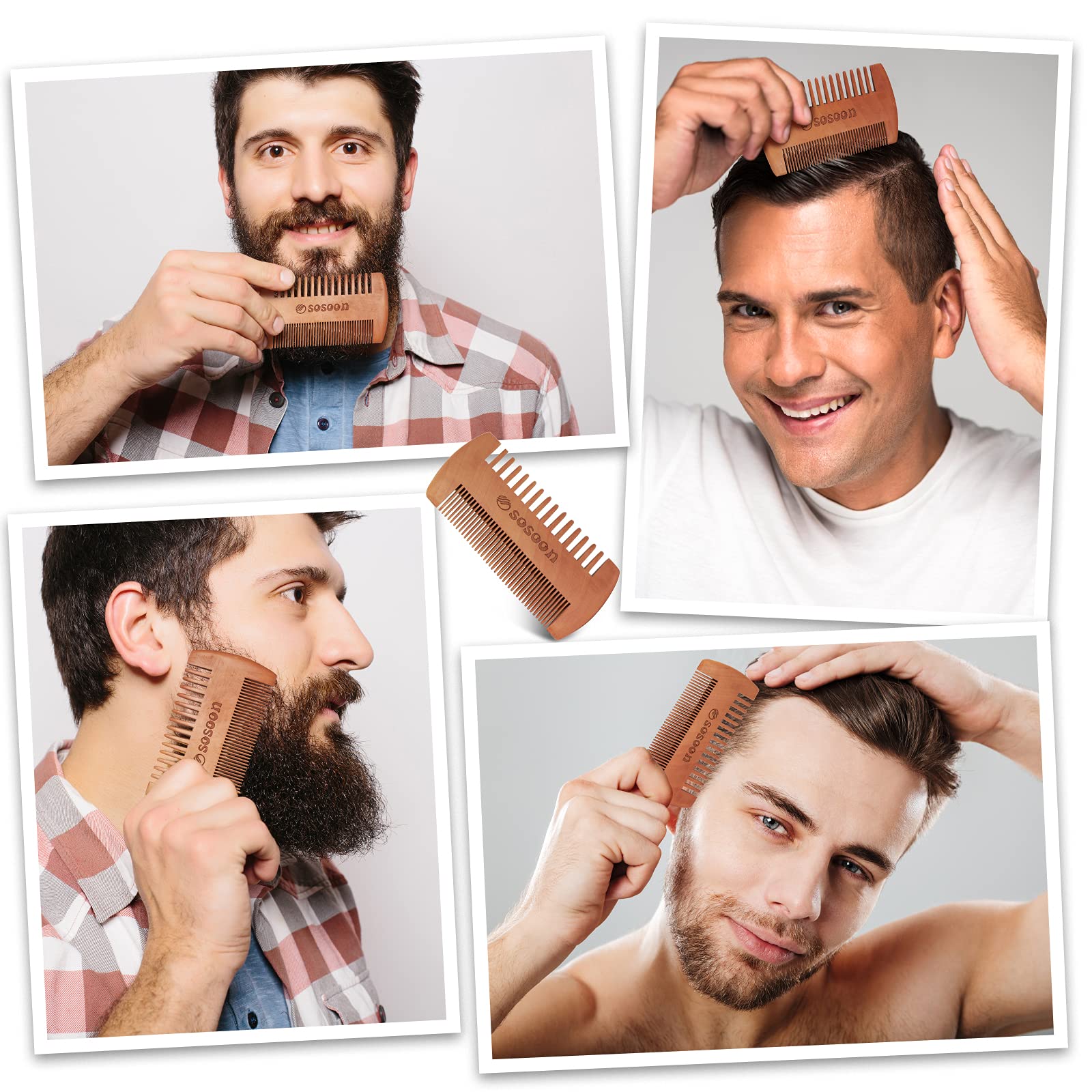 Cepillo para barba, cerdas de jabalí puro, cepillo de madera de nogal negro para hombres, para domar y suavizar tu vello facial 6