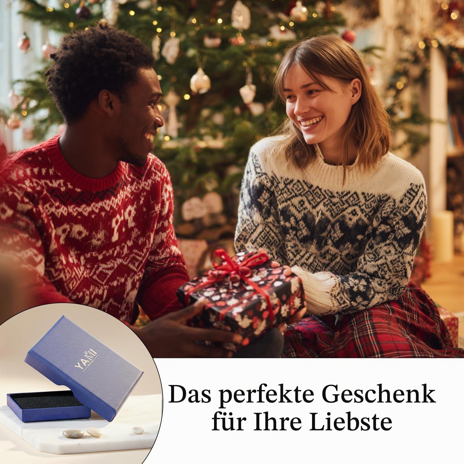 YAMI Perlenschmuckset für Damen, 9,5–11 mm AAAA Süßwasser-/Salzwasserperlenkette und 8–8,5 mm Perlenohrringe, Perlenohrringe Silber 925, Ideal für Geschenke