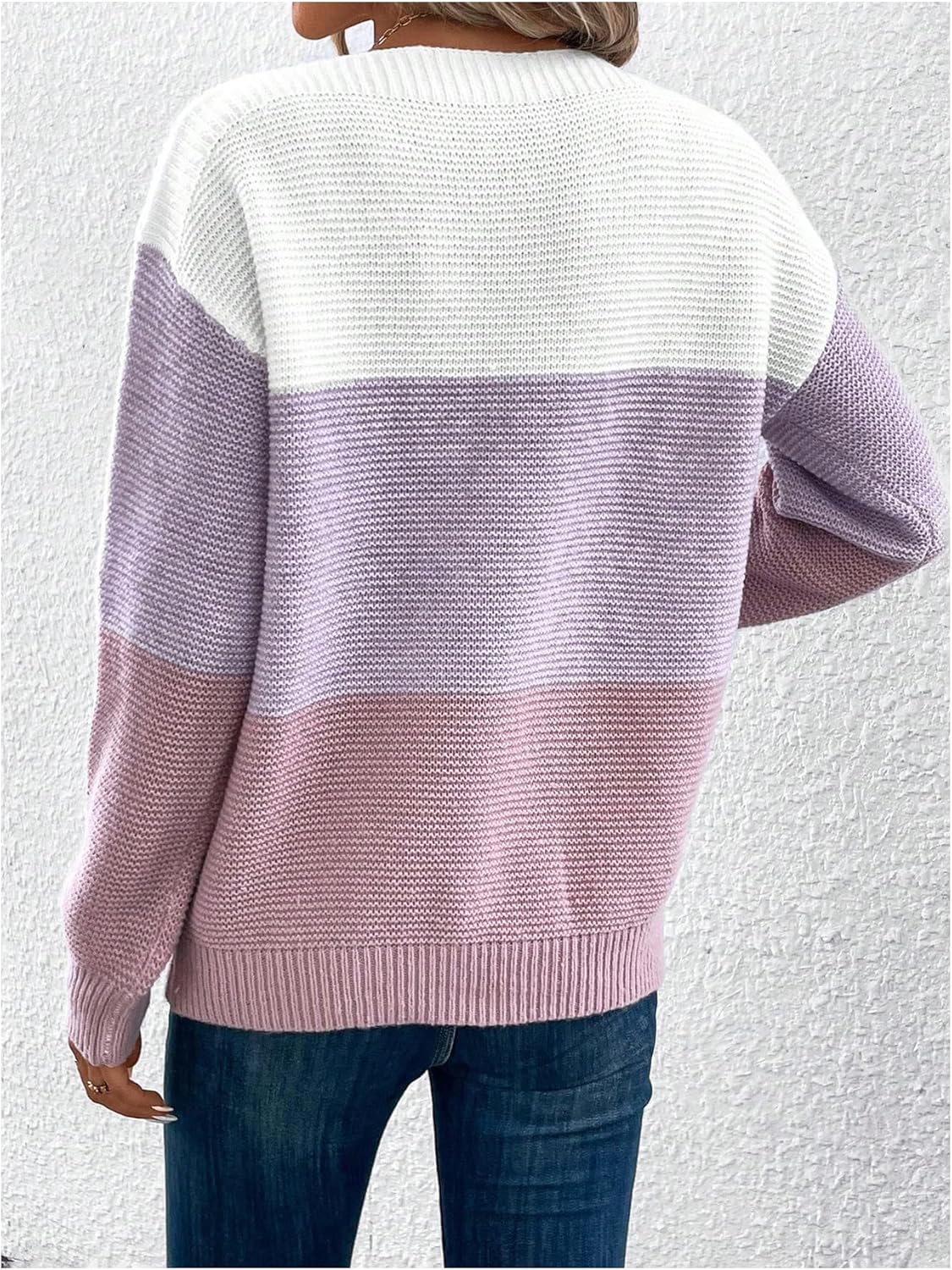 Verdusa Women's Cozy Color Block Pullover Sweaters Old Money Boat Neck Knit Tops - Image 2