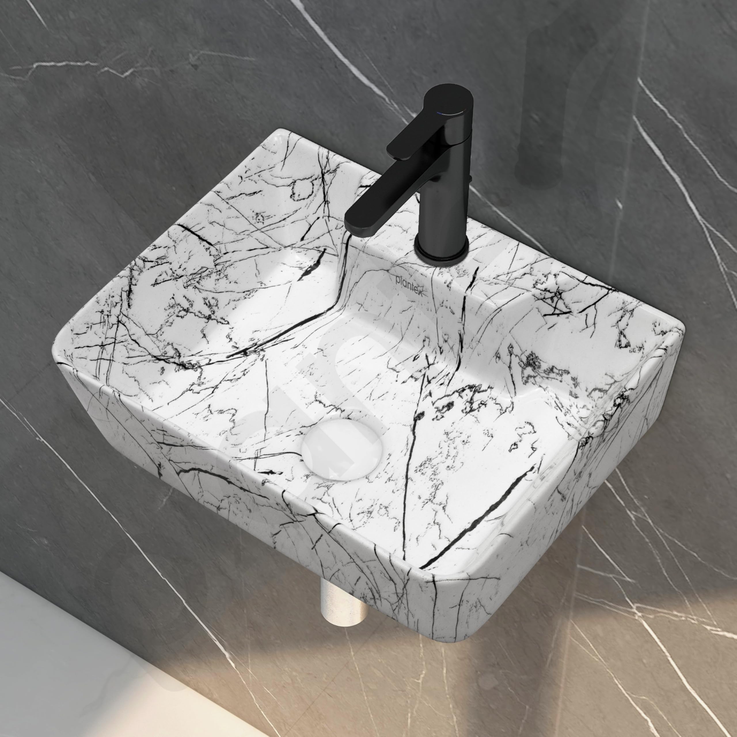 Plantex Wall Mounted Wash Basin - Modern Ceramic Sink -7 Plantex Wall Mounted Wash Basin - Modern Ceramic Sink -7