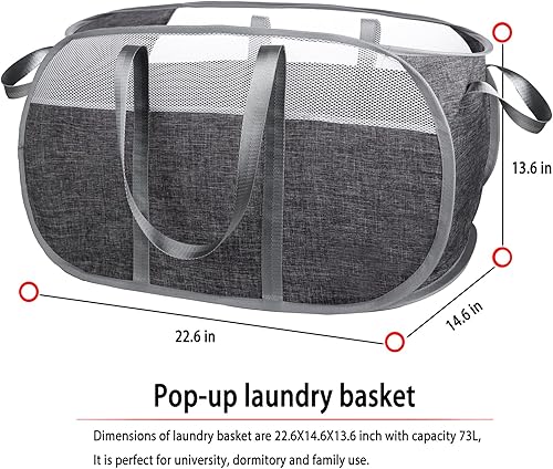 Miniatura 2 de Collapsible mesh pop-up laundry basketReinforced and elongated shoulder strap Hampers for Laundry, Clothing Storage & Room Organization, Perfect for