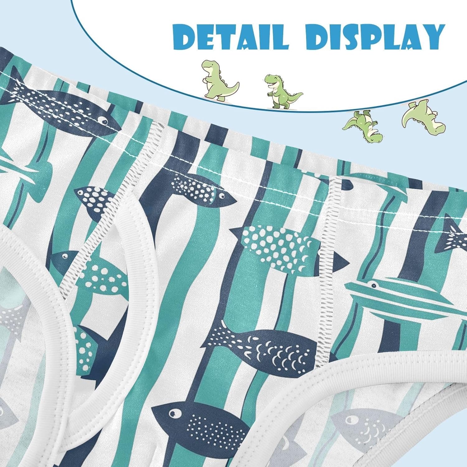 visesunny Green White Fish Potty Training Underwear Boys Toddler Cotton Soft Brief Size 2T-8Y for Kids 2-8Y