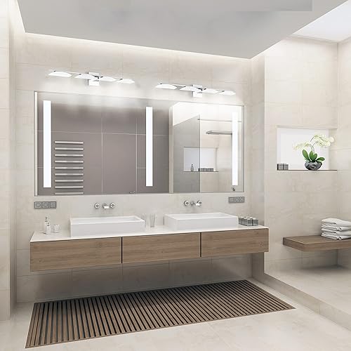 Miniatura 4 de EGLO Metrass - Lámpara de tocador moderna de 4 luces, aplique de pared para interiores, lámpara LED regulable para baño con vidrio satinado, 40