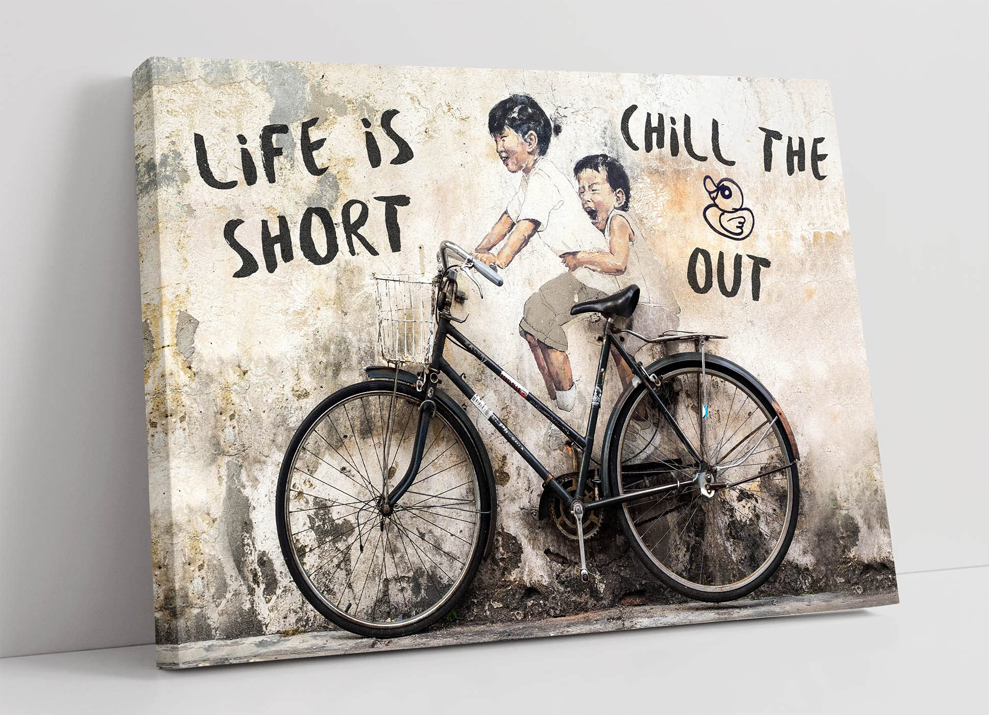 Canvasartshop Cream, Black Life Is Short Chill Duck Out Wall Graffiti Art Print Artwork Wrapped Canvas Not Banksy (30In X 20In / 76Cm X 50Cm)