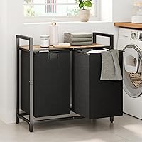 Kitstorack Laundry Hamper with Shelf & 2 Pull-Out 11.8 Gal Bags - Sturdy Organizer for Laundry Room, Bathroom, Dorm Room