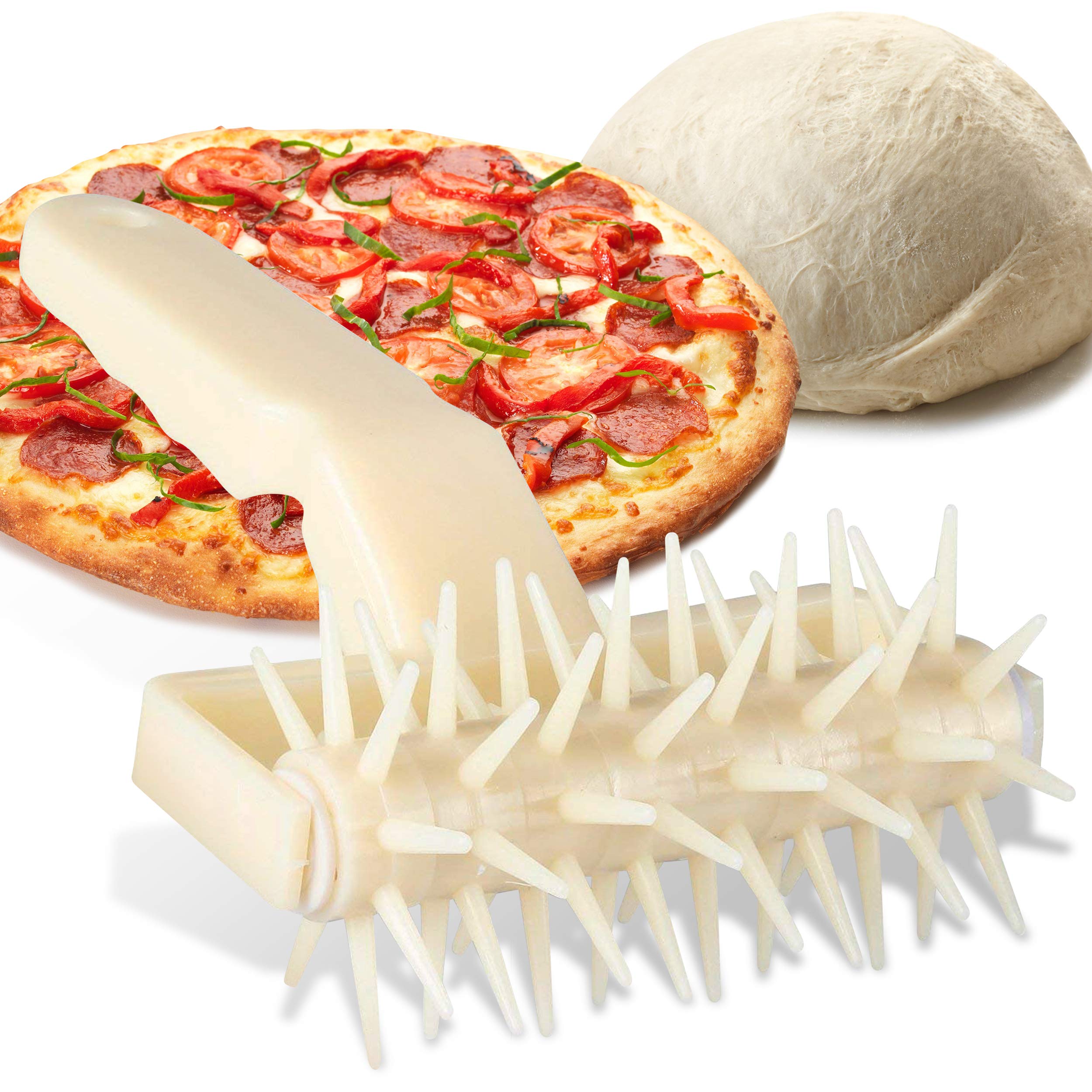 DOITOOL Plastic Pizza Dough Roller Docker Baking Spike Roller Pastry Tool 7.87 Inch Prevents Dough Blistering For Even Rising Thin Crust Pizza And Pastry Preparation