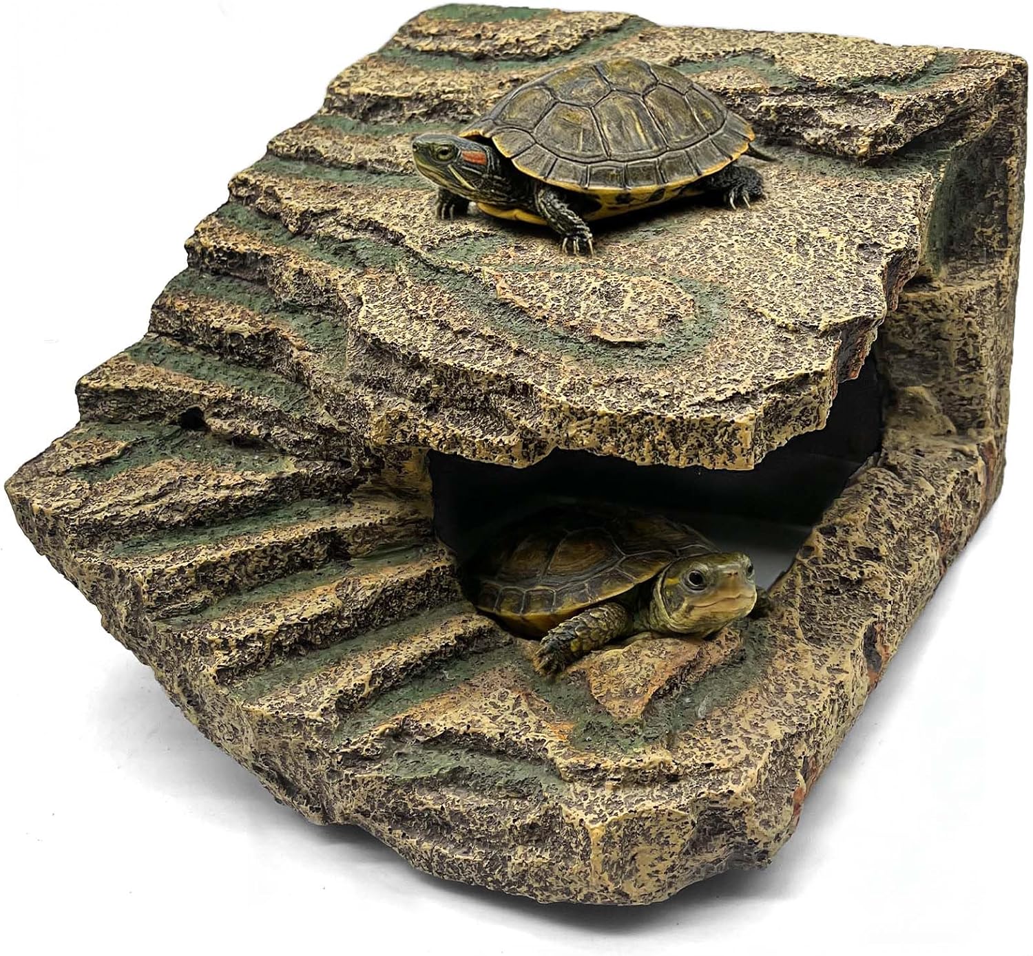 Tfwadmx Large Turtle Basking Platform, Bearded Dragon Hide, Reptile Cave Hideout with Basking Area, Turtle Tank Accessories for Lizards,Geckos,Tortoises,Frogs,Newts