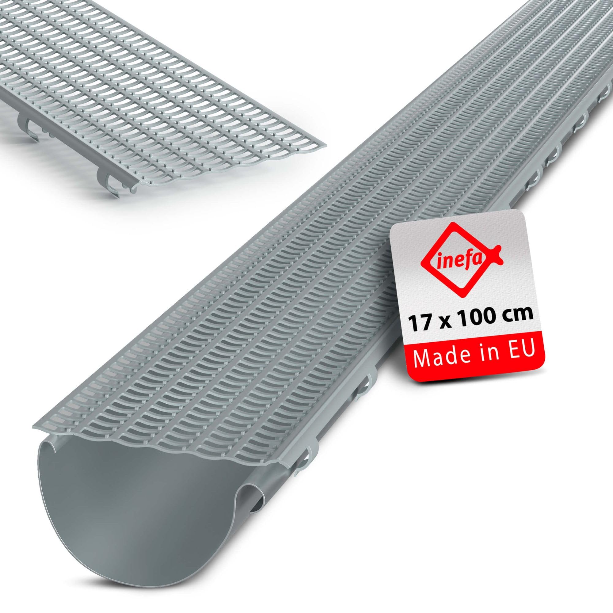INEFA 100cm Drain Cover Leaf Guard 100-160mm Grey guttering mesh