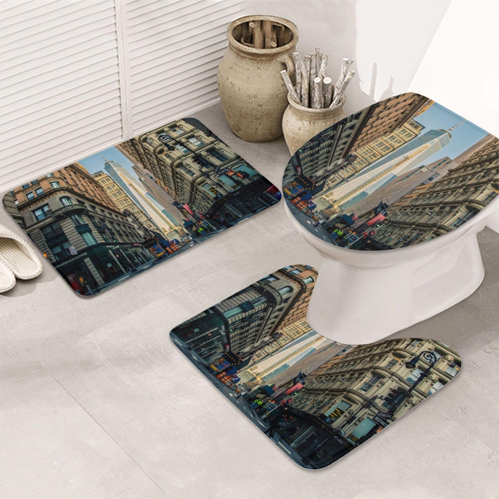 Tapis de bain NYC en lot de 3 pour éviter les glissades après le bain