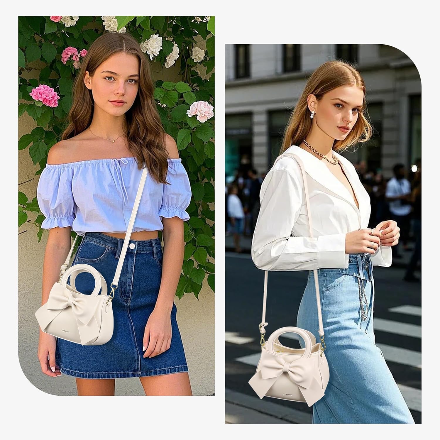 Small Purses for Women Crossbody Bag, Vegan Leather Crossbody Purses and Handbags with Top Carry Handle and Cute Bow Knot - Image 2