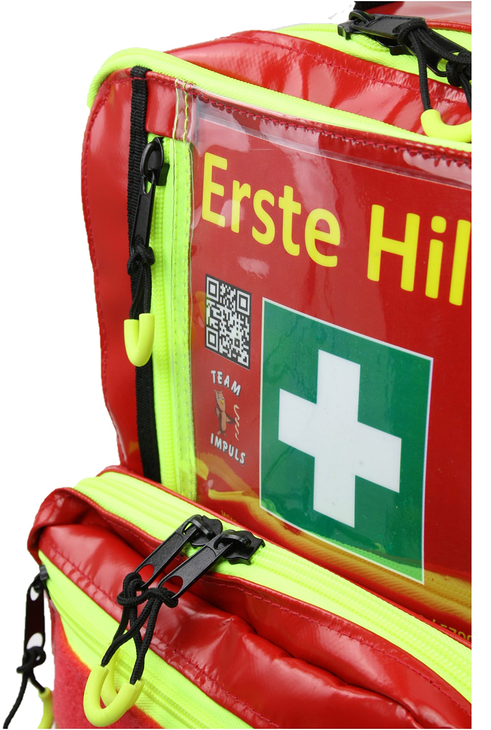 Erste Hilfe Notfallrucksack Sport Freizeit & Event - AEROtex® Plane Rot - Gelbe Reflexstreifen