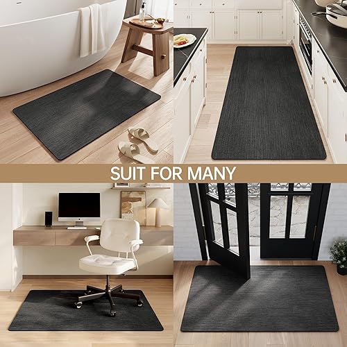 Miniatura 9 de Mecko Tapete de baño ultra absorbente, de secado rápido, de goma, antideslizante, delgado, para debajo de la puerta, alfombra de ducha de gamuza