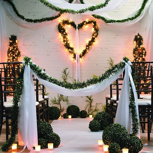 Miniatura 5 de Rollo de gasa blanca100 x 3 pies decoración para el pasillo y las mesas de la boda 1 paquete Classic Blanco