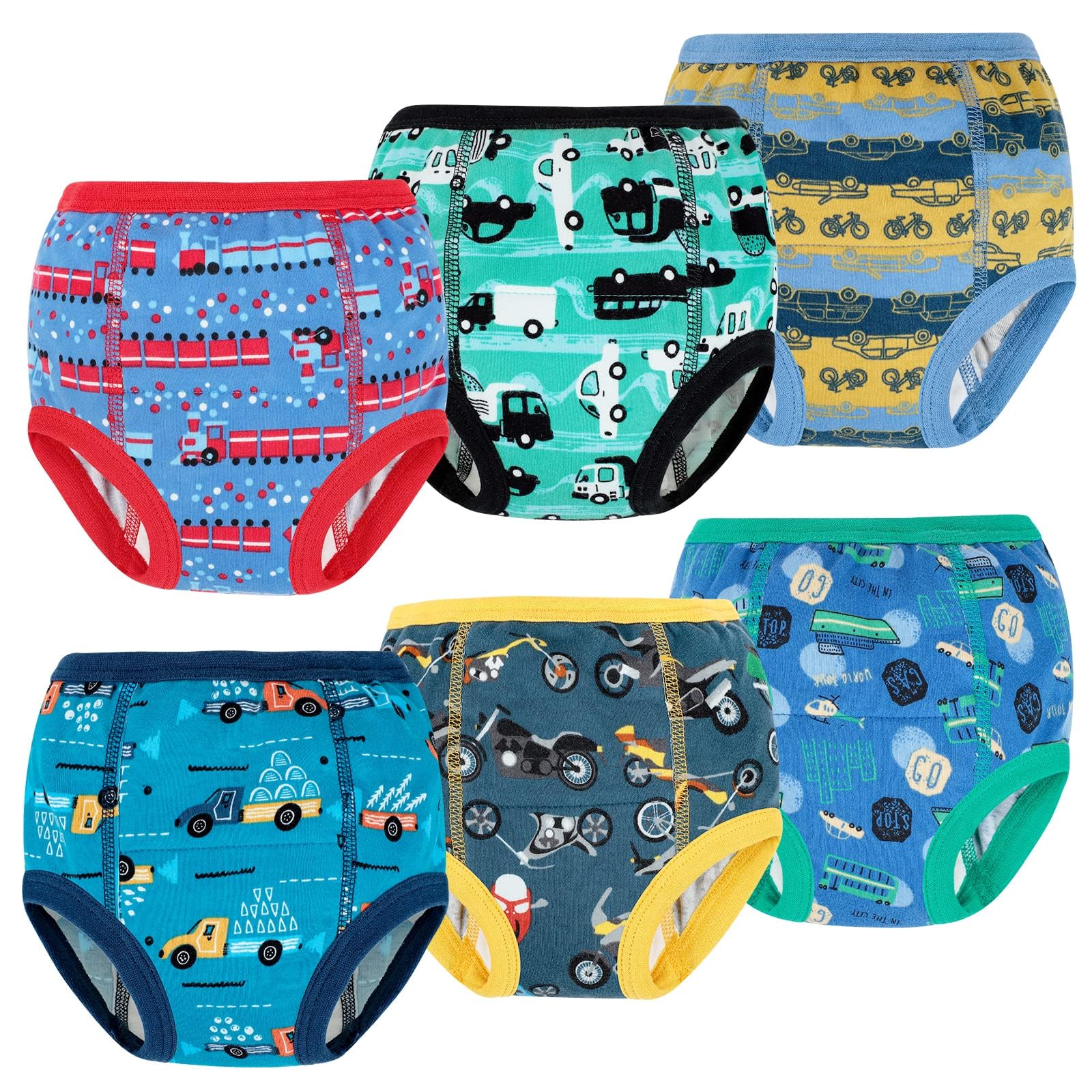 FLYISH DIRECT Potty Training Pants, Reusable Training Pants for Toddlers, 6 Packs of Car Potty Trainer Underwear for Boys, 2 Years, Blue Car — view 10