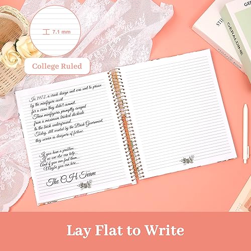 Miniatura 4 de CAGIE Cuaderno de espiral de tapa dura para mujer, 200 páginas, diario encuadernado en espiral floral con bolsillos grandes, libro de notas para