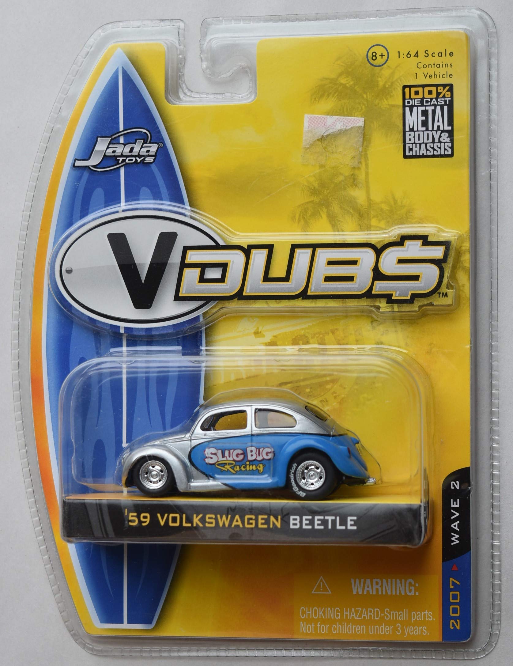JADA TOYS V Dub$ 1:64 Escala, Plata/Azul '59 Volkswagen Beetle