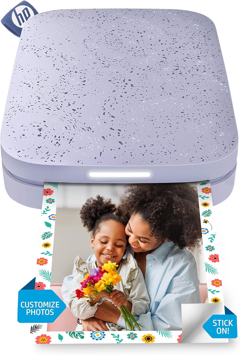 HP Sprocket 2x3 Instant Smartphone Photo Printer - Portable Color Wireless Mobile Printer - Zink Sticky-Back Photos - Print from Compatible iOS &amp; Android Devices with Bluetooth w/Fun App - Purple