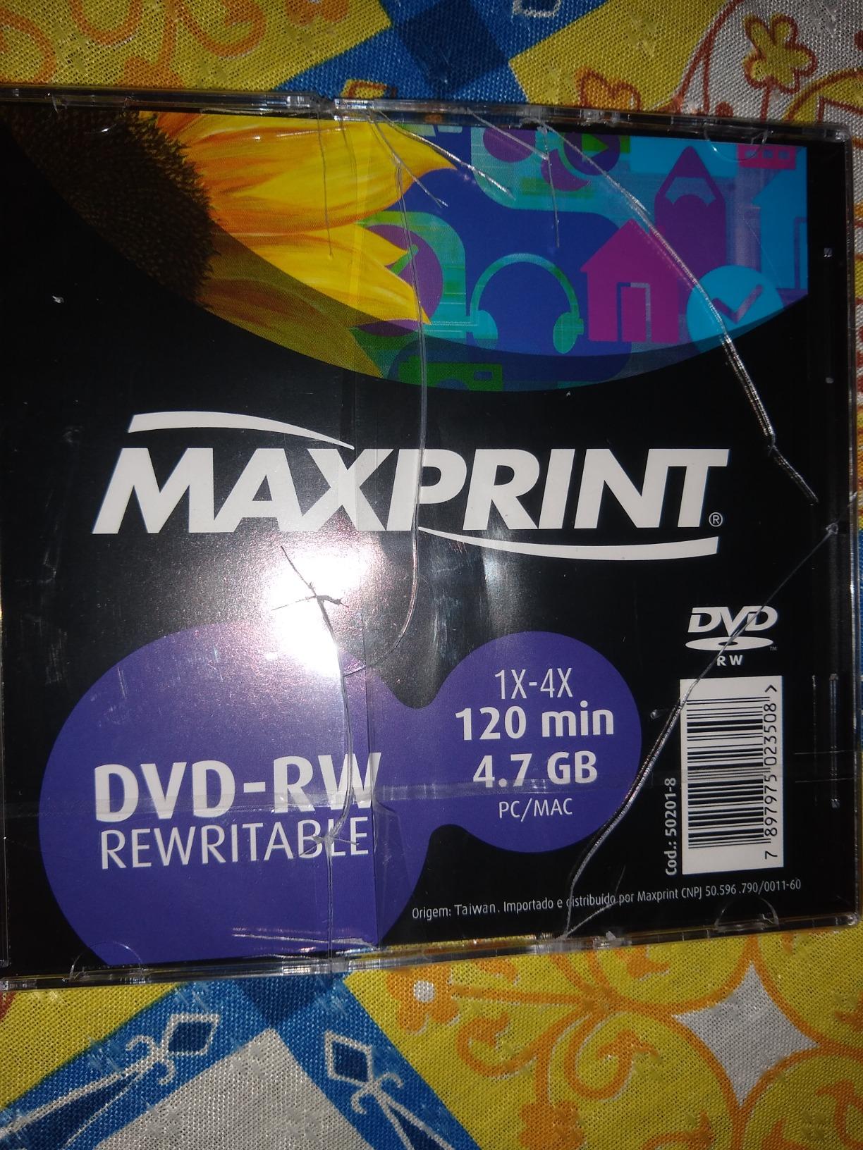 Mídia DvdRw Regravável Maxprint 4.7 Gb 120 Min 4X Slim Amazon