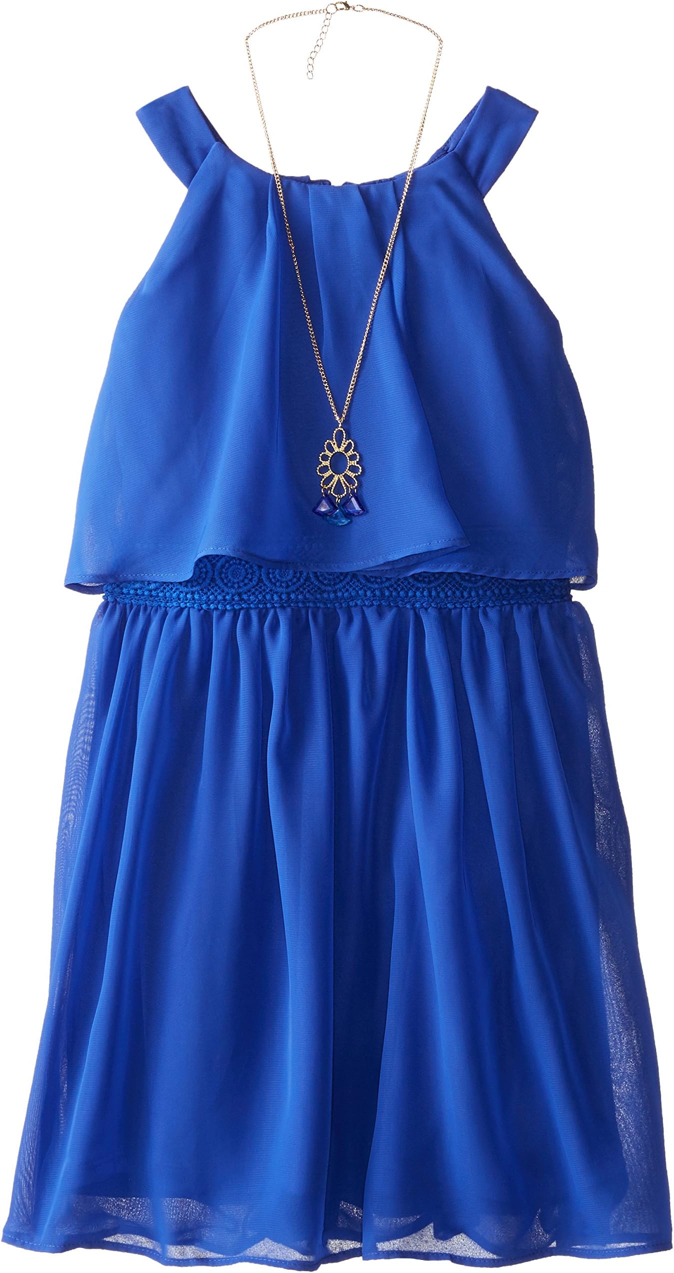 Amy Byer Big Girls' U-Neck Dress with Necklace