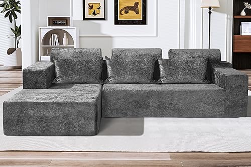 HABUTWAY Sofá modular modular en forma de L de 105 pulgadas para sala de estar, no requiere montaje, sofá modular cómodo con asiento profundo para
